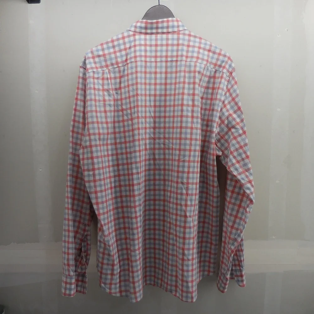 J.Crew Mens XL Lightweight Button Down Shirt Red Blue Gingham Plaid Tailored Fit